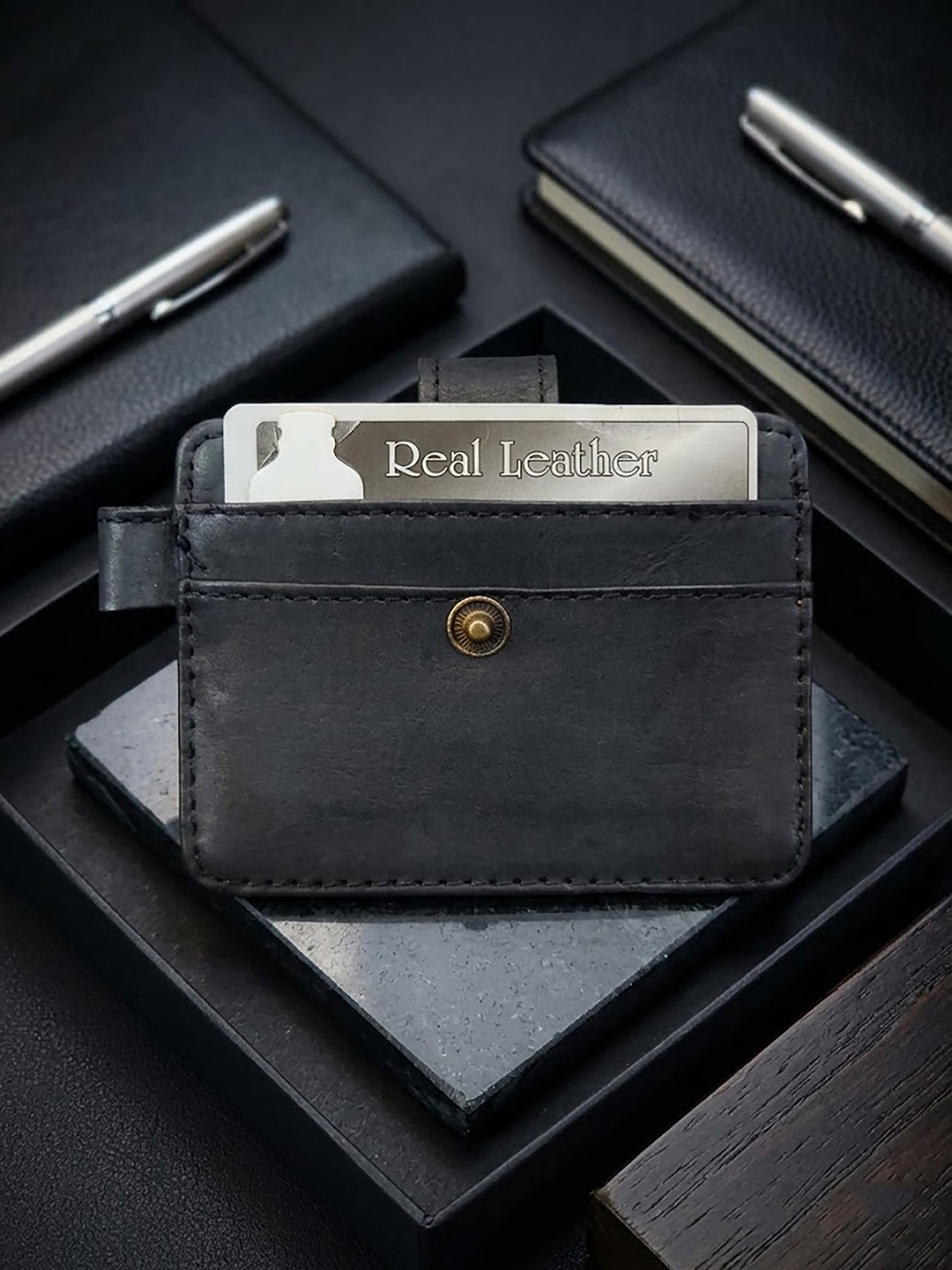 Premium Genuine Leather Card Holder for Men | Slim Minimalist Credit Card Wallet | Ultra Sleek Pocket ATM Card Organizer & Cash Sleeve