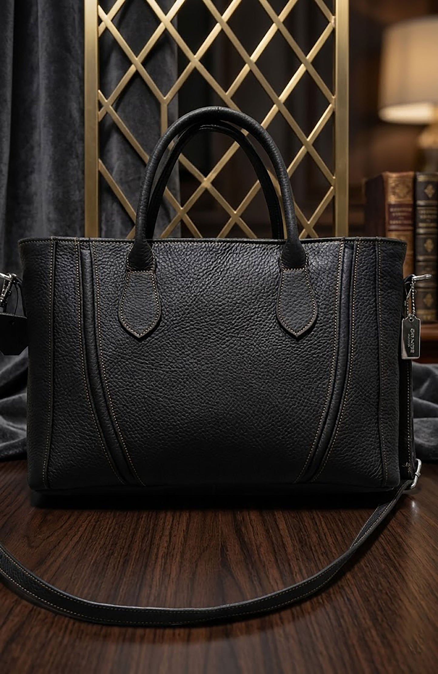 Premium Handcrafted Pebbled Leather Tote Bag | Elegant Structured Women's Handbag with Detachable Strap