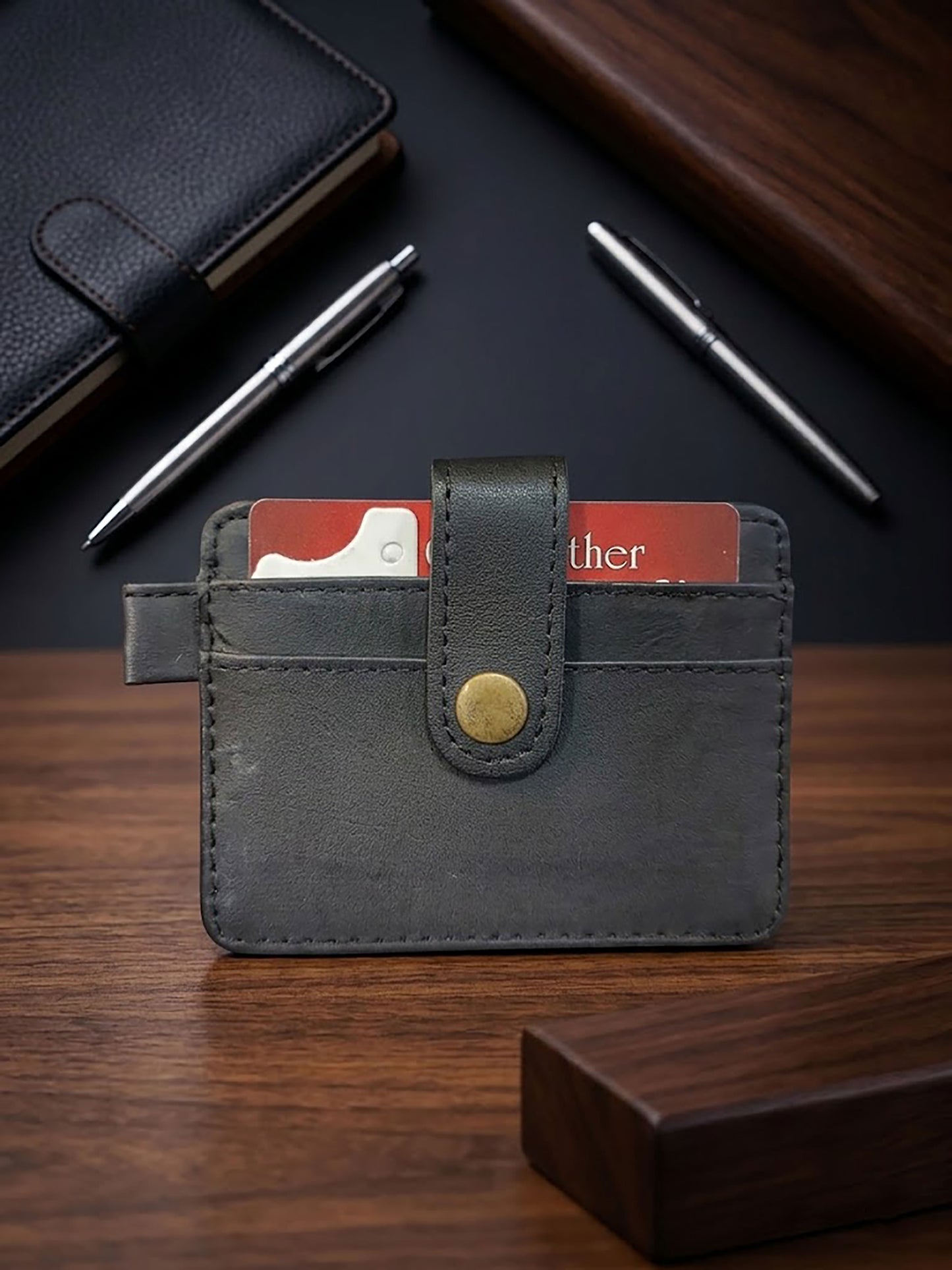 Premium Genuine Leather Card Holder for Men | Slim Minimalist Credit Card Wallet | Ultra Sleek Pocket ATM Card Organizer & Cash Sleeve