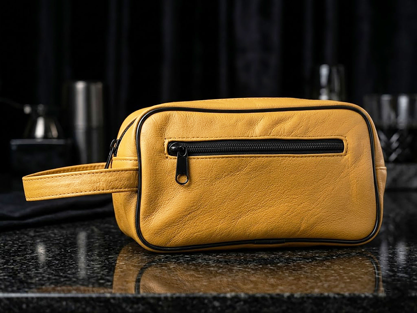 Premium Genuine Leather Toiletry Bag for Men | Luxury Dopp Kit, Travel Cosmetic Organizer & Shaving Kit Pouch