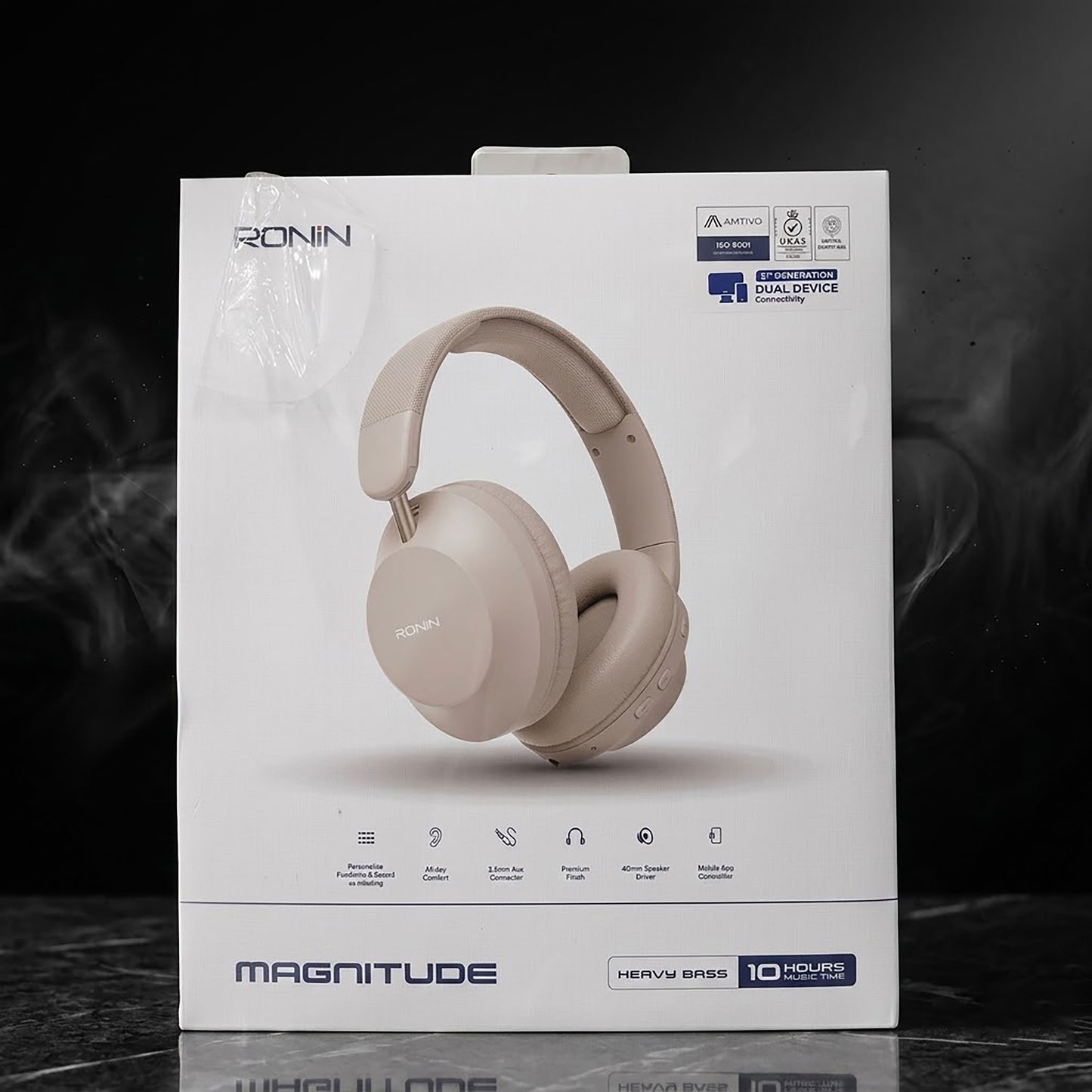 Ronin Momentum Wireless Over-Ear Headphones | Deep Bass & 10-Hour Playtime