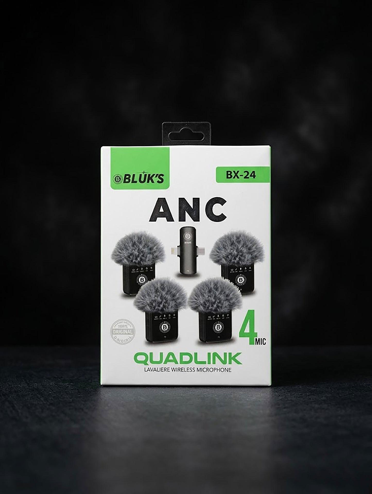BLUK'S BX-24 Quadlink 4-in-1 Wireless Lavalier Microphone with ANC | Quad Mic System with Lightning & Type-C Receiver for iPhone, Android, Vlogging & Interviews