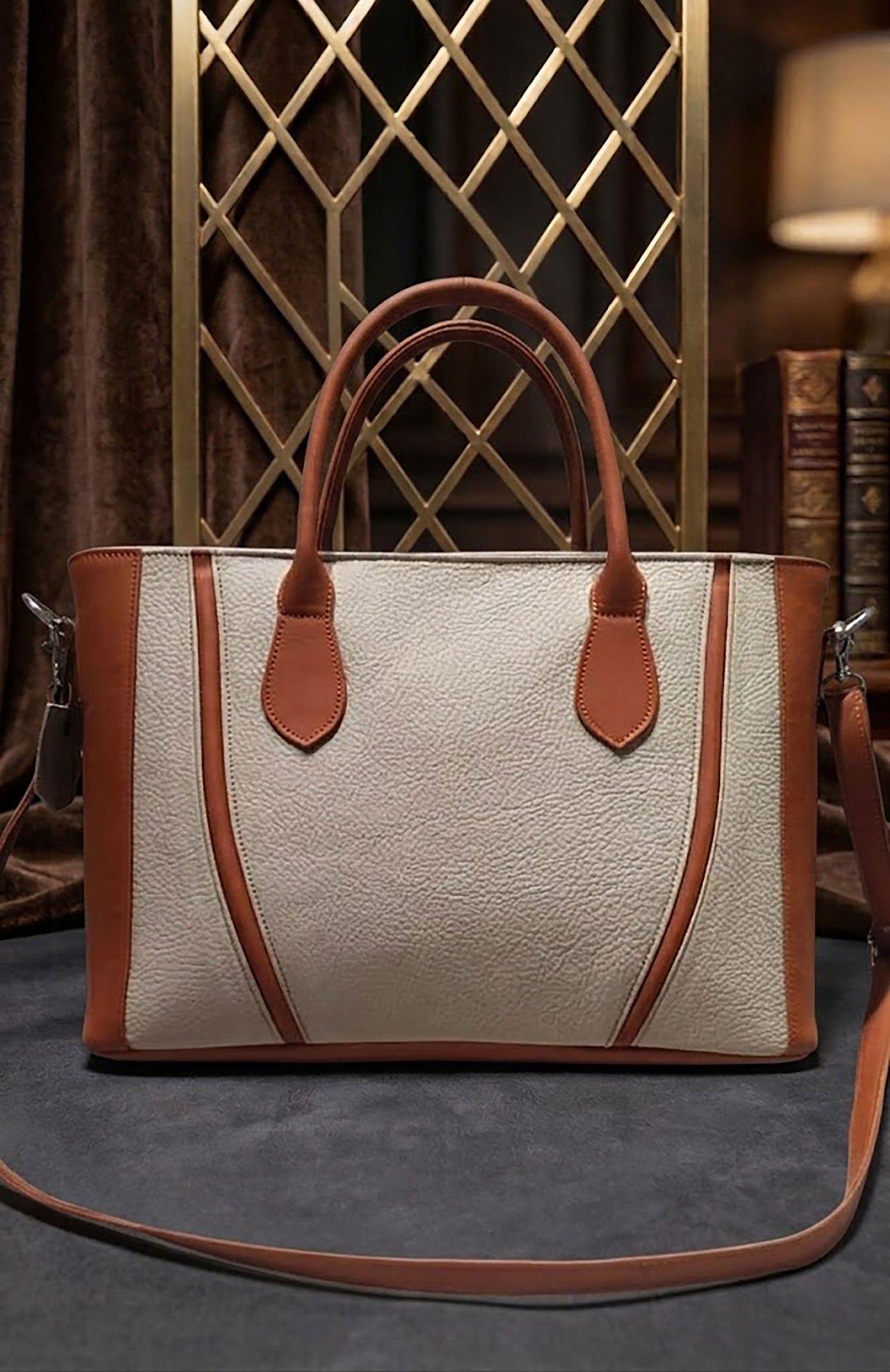Premium Handcrafted Pebbled Leather Tote Bag | Elegant Structured Women's Handbag with Detachable Strap