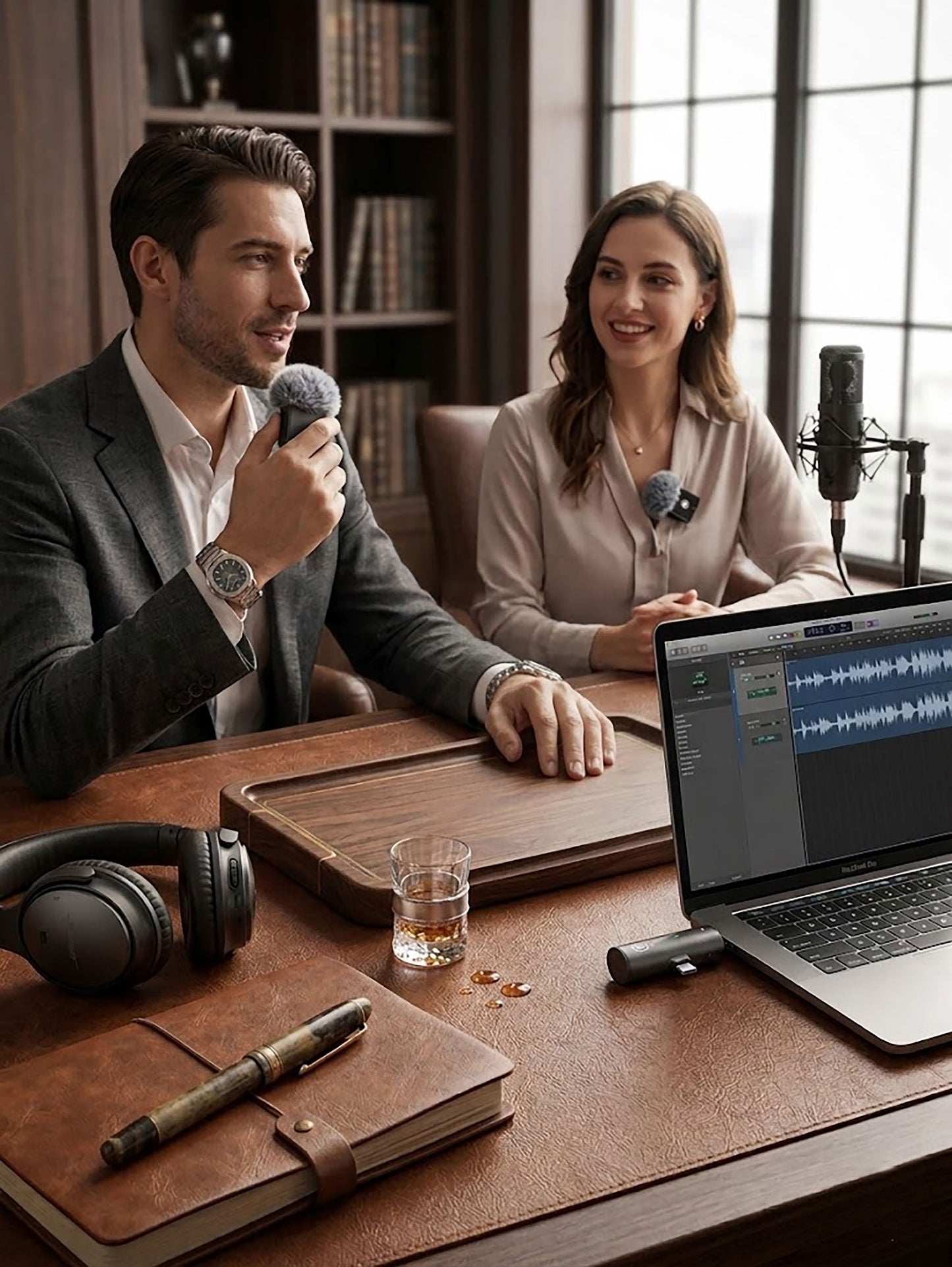 BLUK'S BX-24 Quadlink 4-in-1 Wireless Lavalier Microphone with ANC | Quad Mic System with Lightning & Type-C Receiver for iPhone, Android, Vlogging & Interviews