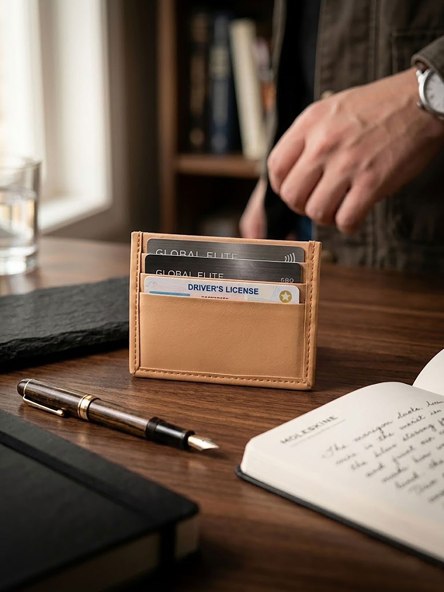 Premium Genuine Leather Card Holder for Men | Slim Minimalist Credit Card Wallet | Ultra Sleek Pocket ATM Card Organizer & Cash Sleeve