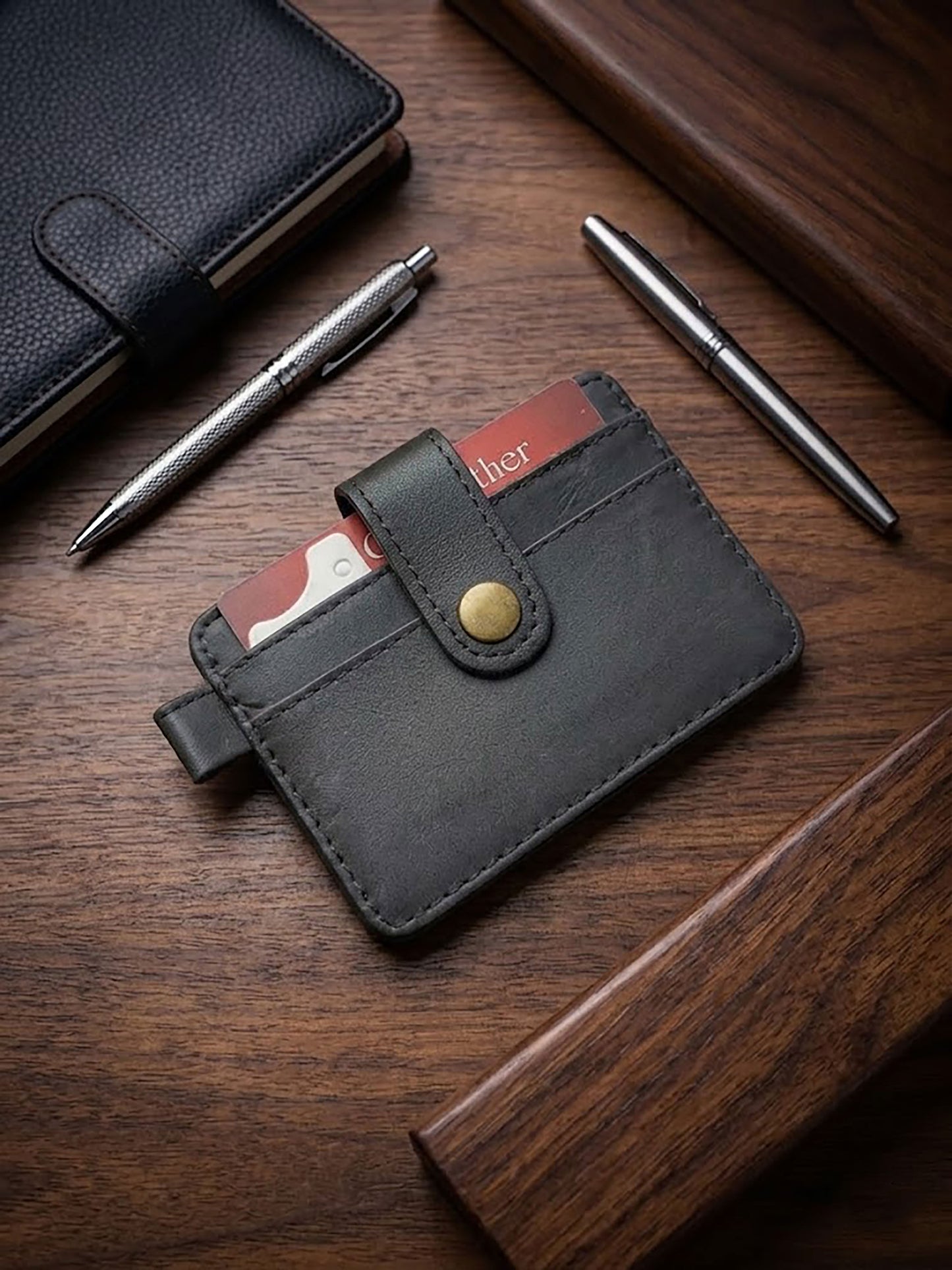Premium Genuine Leather Card Holder for Men | Slim Minimalist Credit Card Wallet | Ultra Sleek Pocket ATM Card Organizer & Cash Sleeve