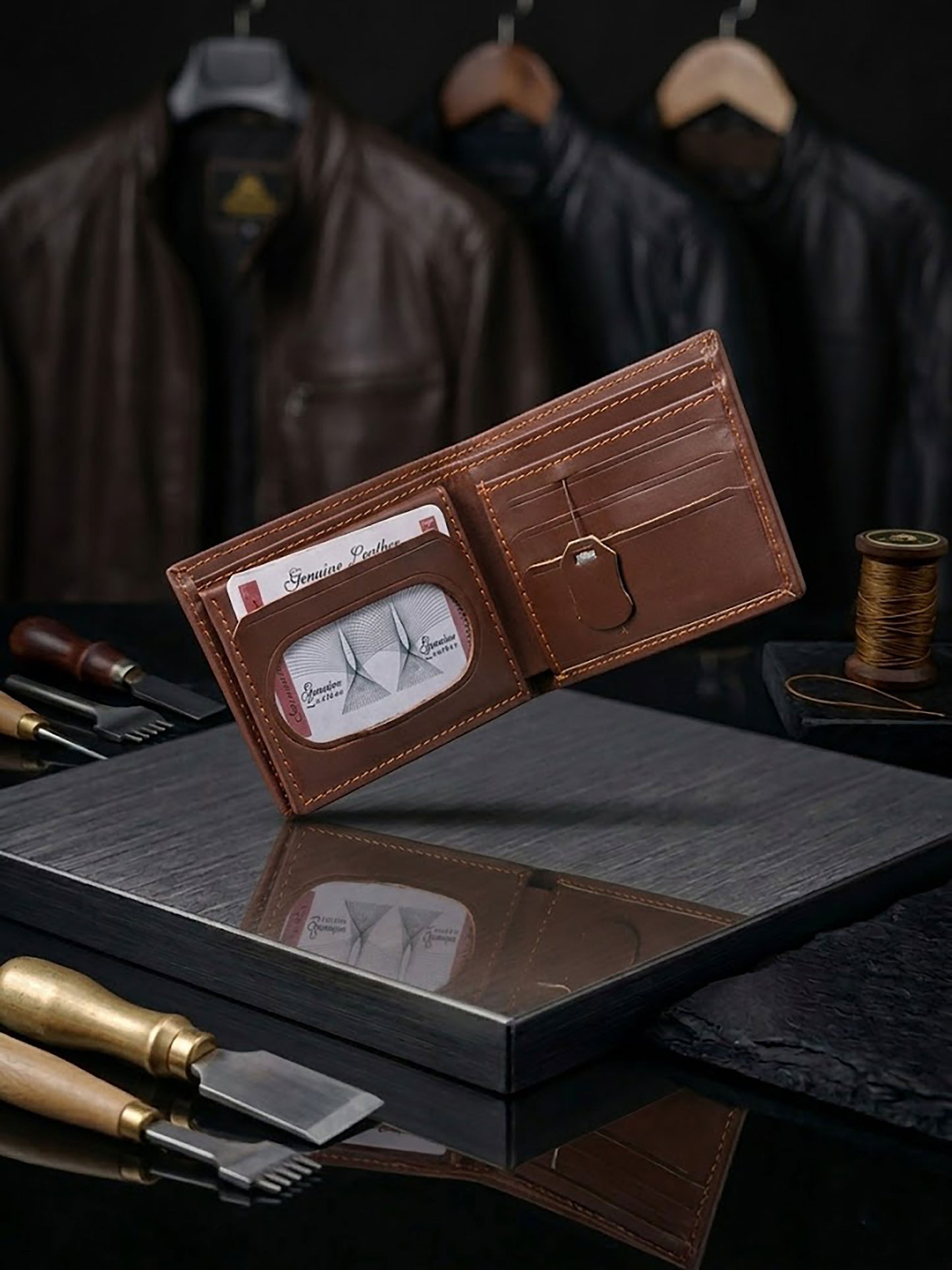 Handcrafted Genuine Leather Bifold Wallet for Men | Slim Minimalist Pocket Purse