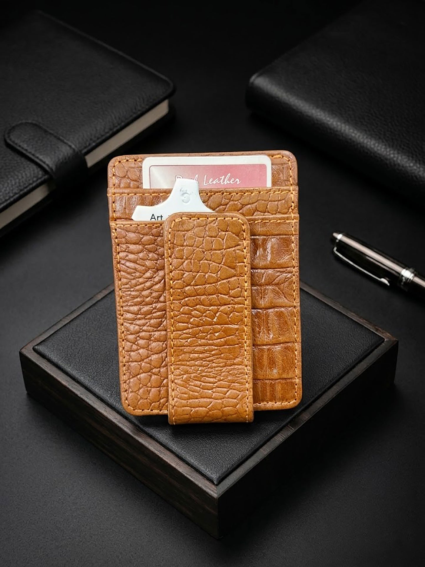 Premium Genuine Leather Card Holder for Men | Slim Minimalist Credit Card Wallet | Ultra Sleek Pocket ATM Card Organizer & Cash Sleeve