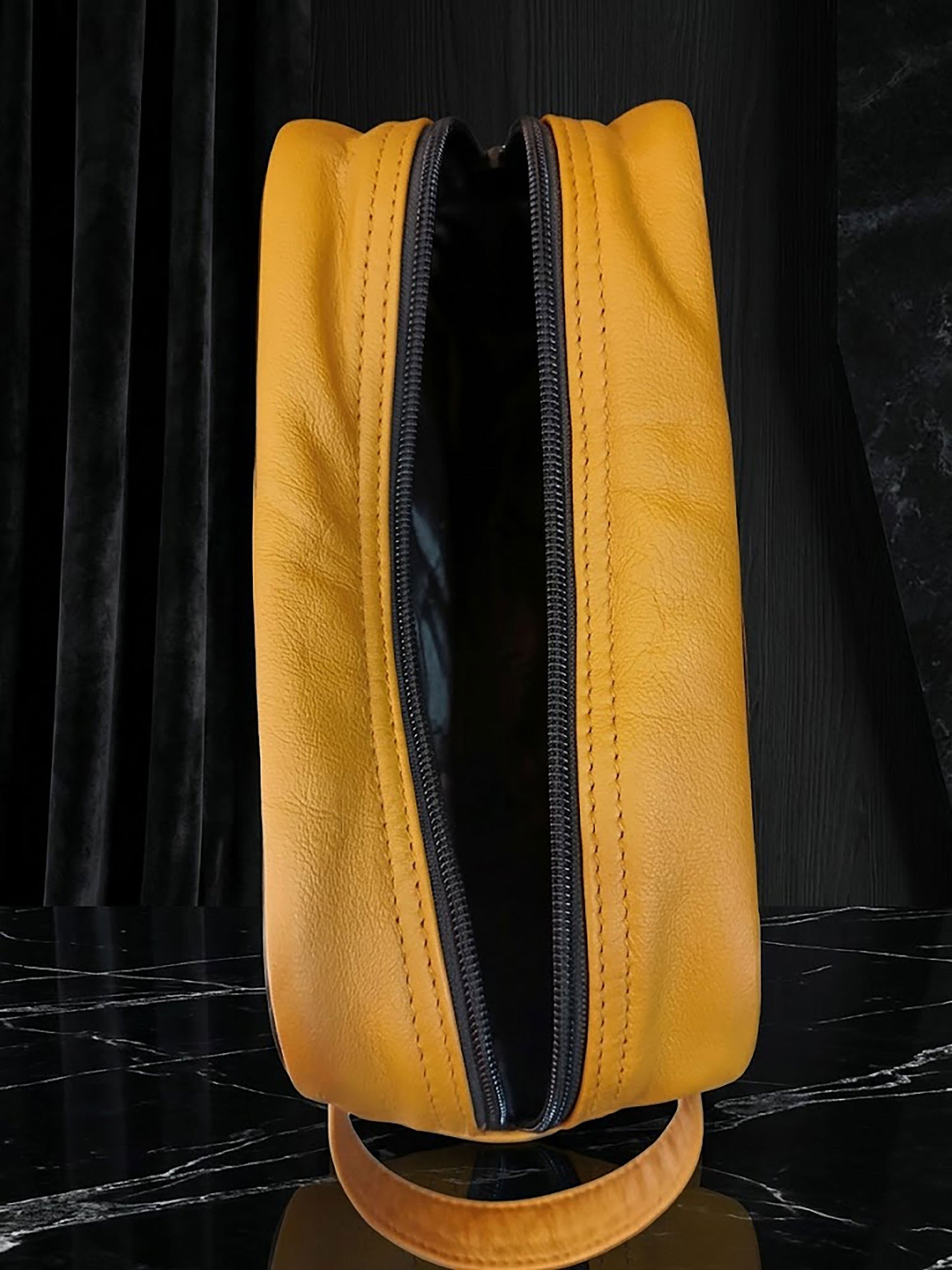 Premium Genuine Leather Toiletry Bag for Men | Luxury Dopp Kit, Travel Cosmetic Organizer & Shaving Kit Pouch