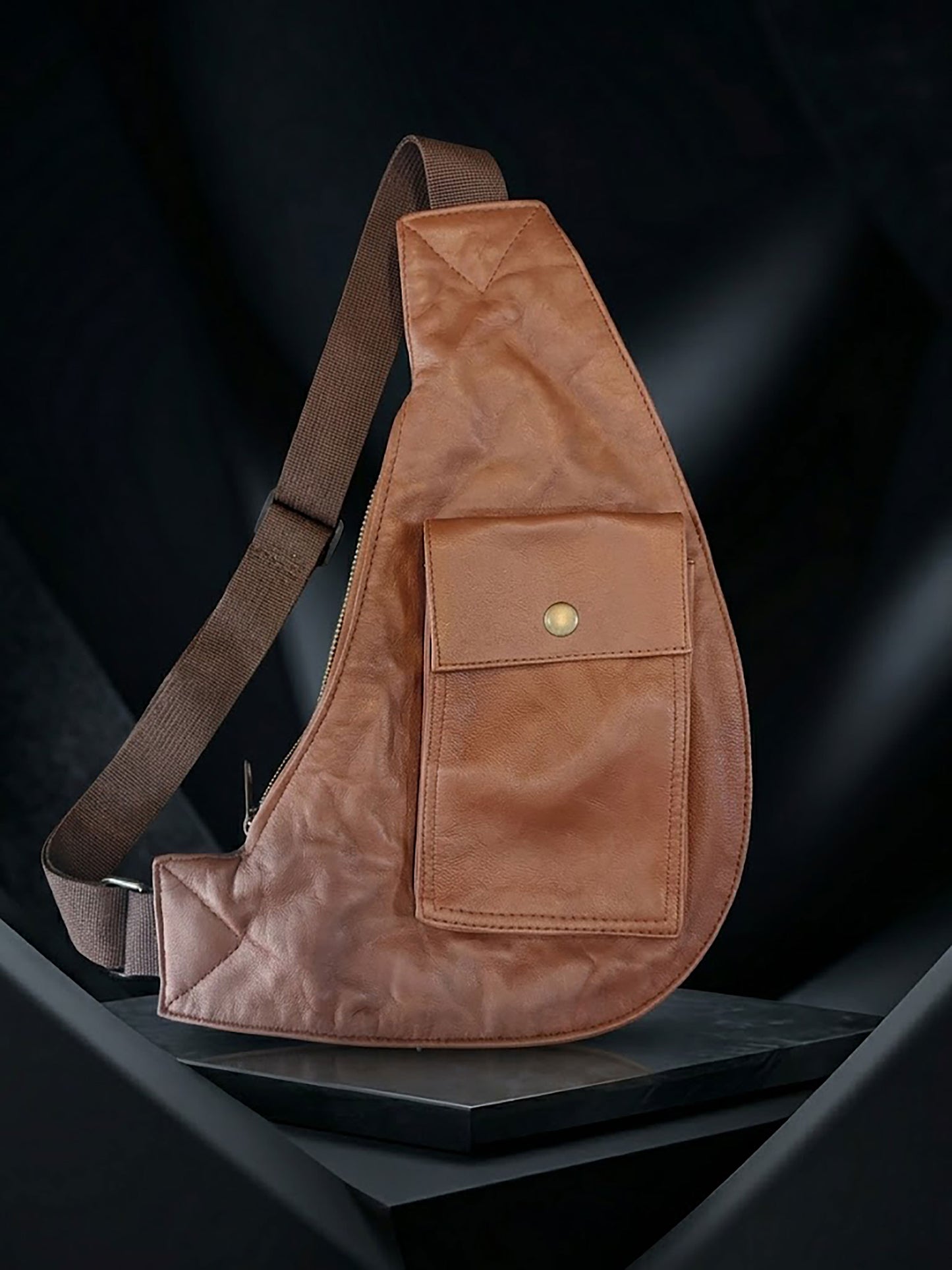 Premium Genuine Leather Sling Bag for Men | Crossbody Chest Shoulder Bag | Anti-Theft Casual Travel Messenger Pack & Urban Daypack