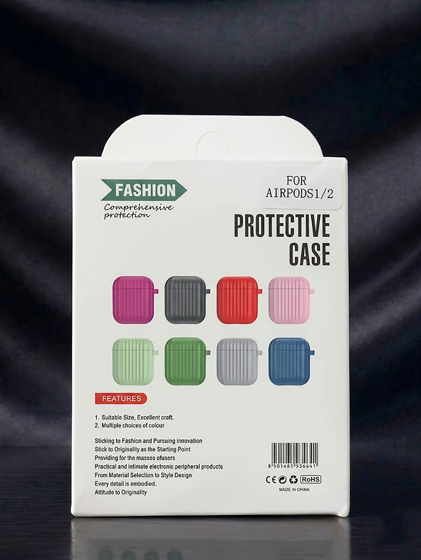 Premium Ribbed Silicone Case for AirPods 1/2 – Matte Shockproof Cover