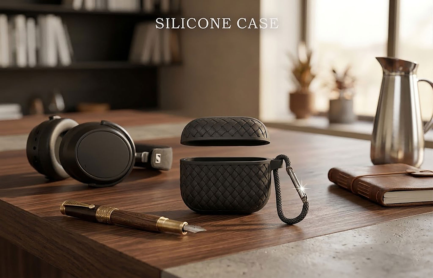 Premium Woven Textured Silicone Case for AirPods | Luxury Shockproof Protective Cover with Carabiner