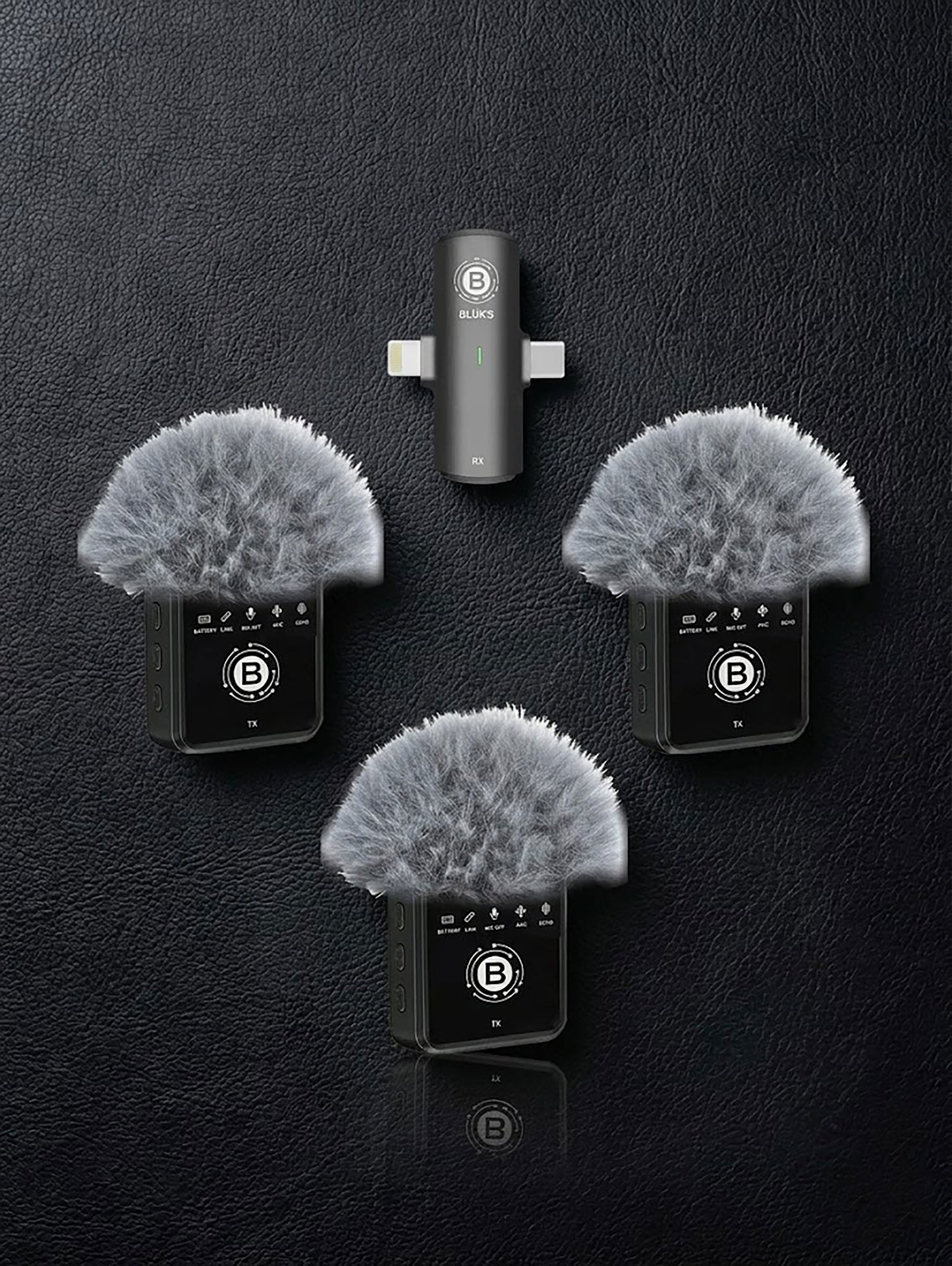 BLUK'S BX-24 Quadlink 4-in-1 Wireless Lavalier Microphone with ANC | Quad Mic System with Lightning & Type-C Receiver for iPhone, Android, Vlogging & Interviews