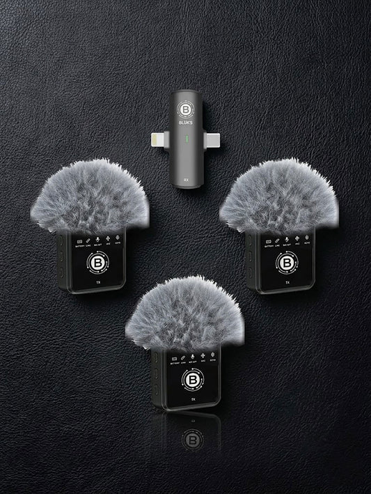 BLUK'S BX-24 Quadlink 4-in-1 Wireless Lavalier Microphone with ANC | Quad Mic System with Lightning & Type-C Receiver for iPhone, Android, Vlogging & Interviews