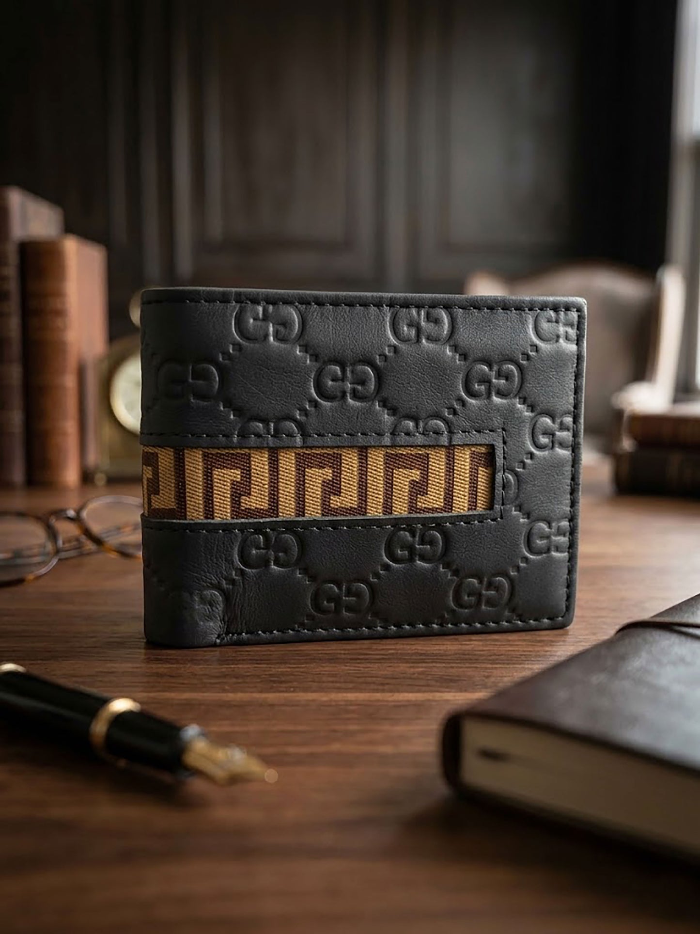 Men's Genuine Leather Bifold Wallet - Luxury Fashion Embossed