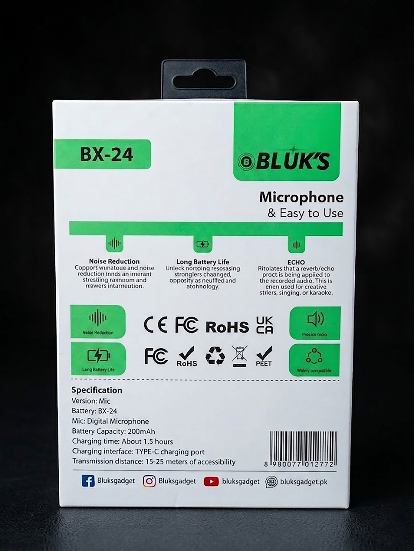 BLUK'S BX-24 Quadlink 4-in-1 Wireless Lavalier Microphone with ANC | Quad Mic System with Lightning & Type-C Receiver for iPhone, Android, Vlogging & Interviews