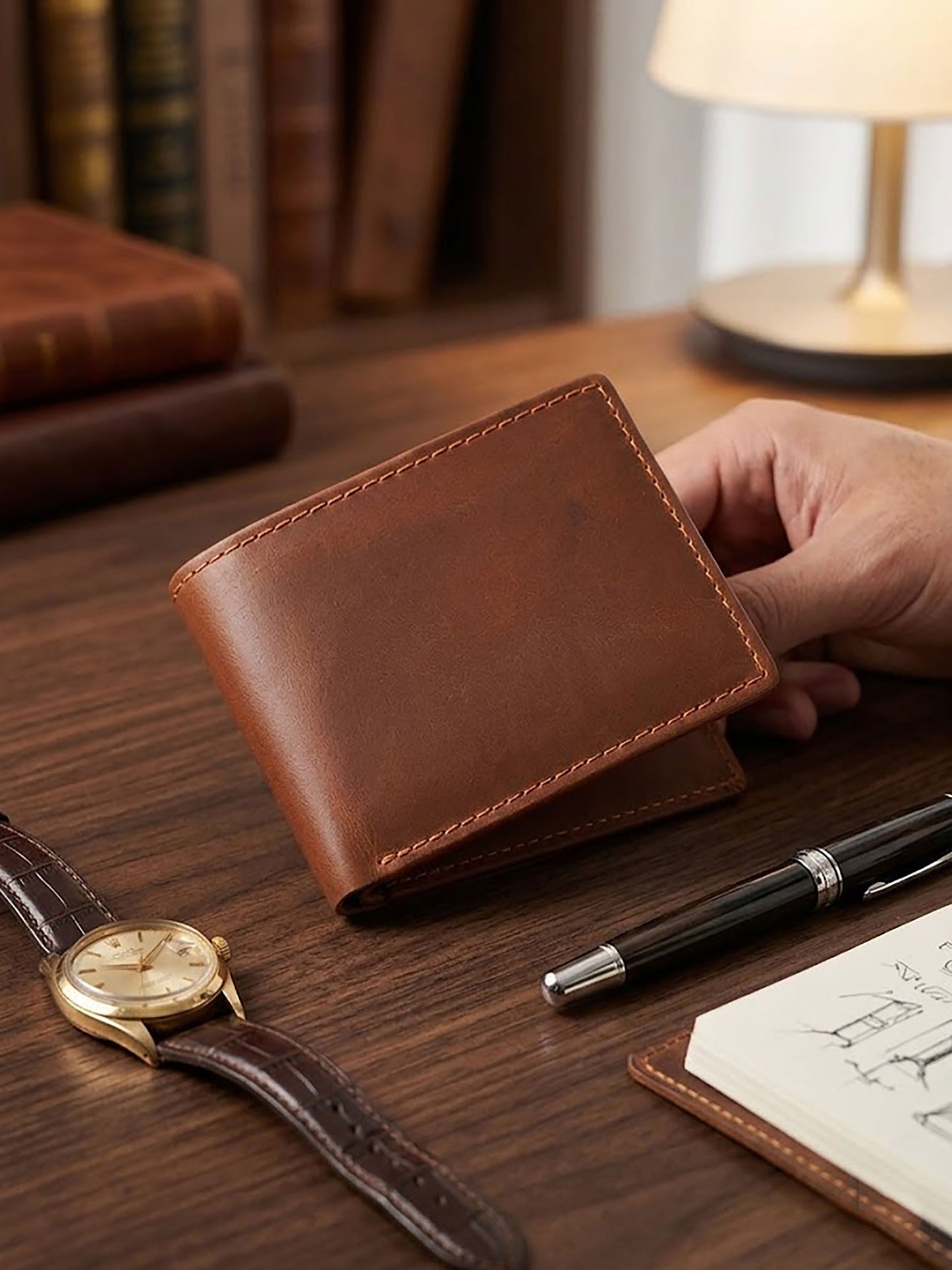Handcrafted Genuine Leather Bifold Wallet for Men | Slim Minimalist Pocket Purse