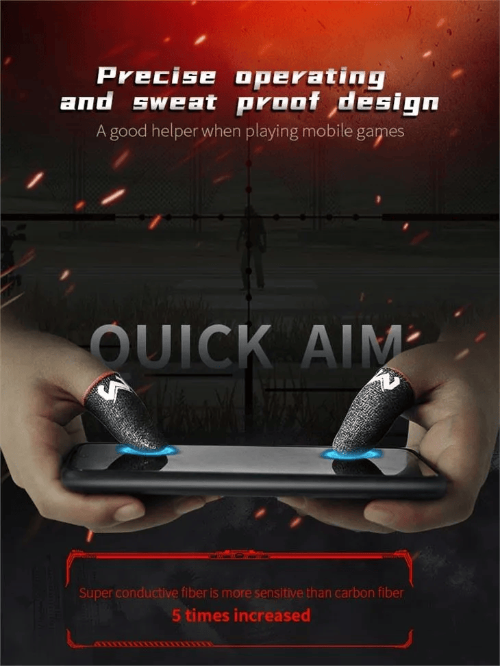 Ultra-Short & High-Impact (Highly Recommended for Clean Display) MEMO Mobile Gaming Finger Sleeves - Sweat-Proof Thumb Covers for PUBG & COD Mobile