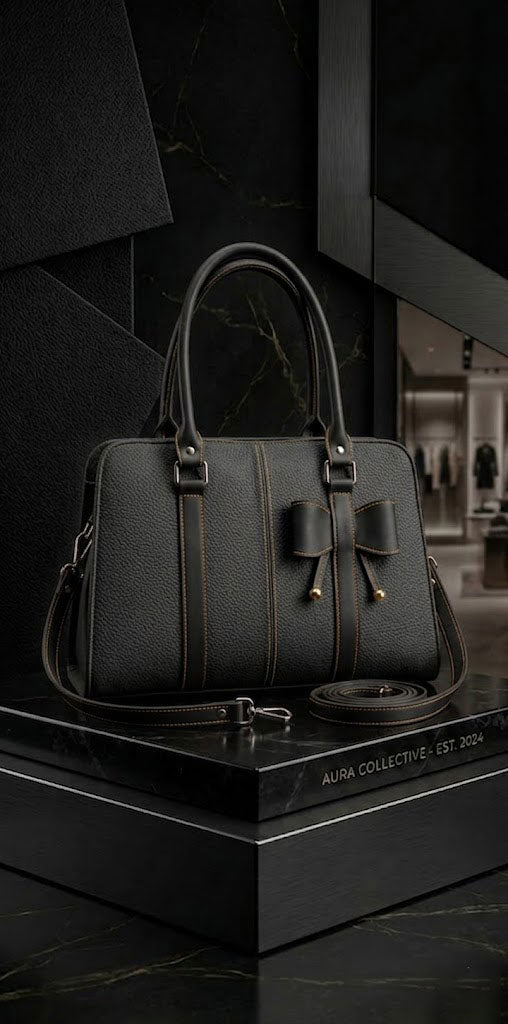 Elegant Structured Bow Accent Tote Handbag with Detachable Strap