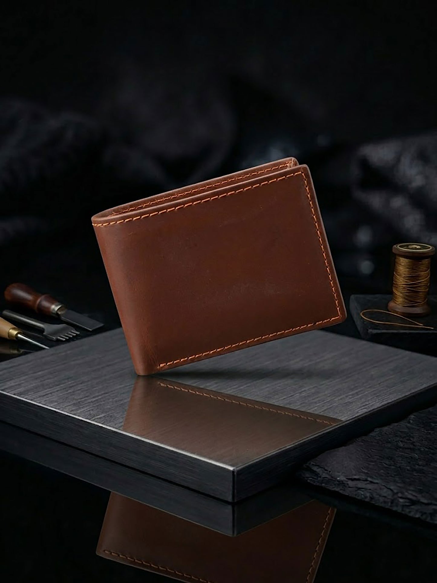 Handcrafted Genuine Leather Bifold Wallet for Men | Slim Minimalist Pocket Purse