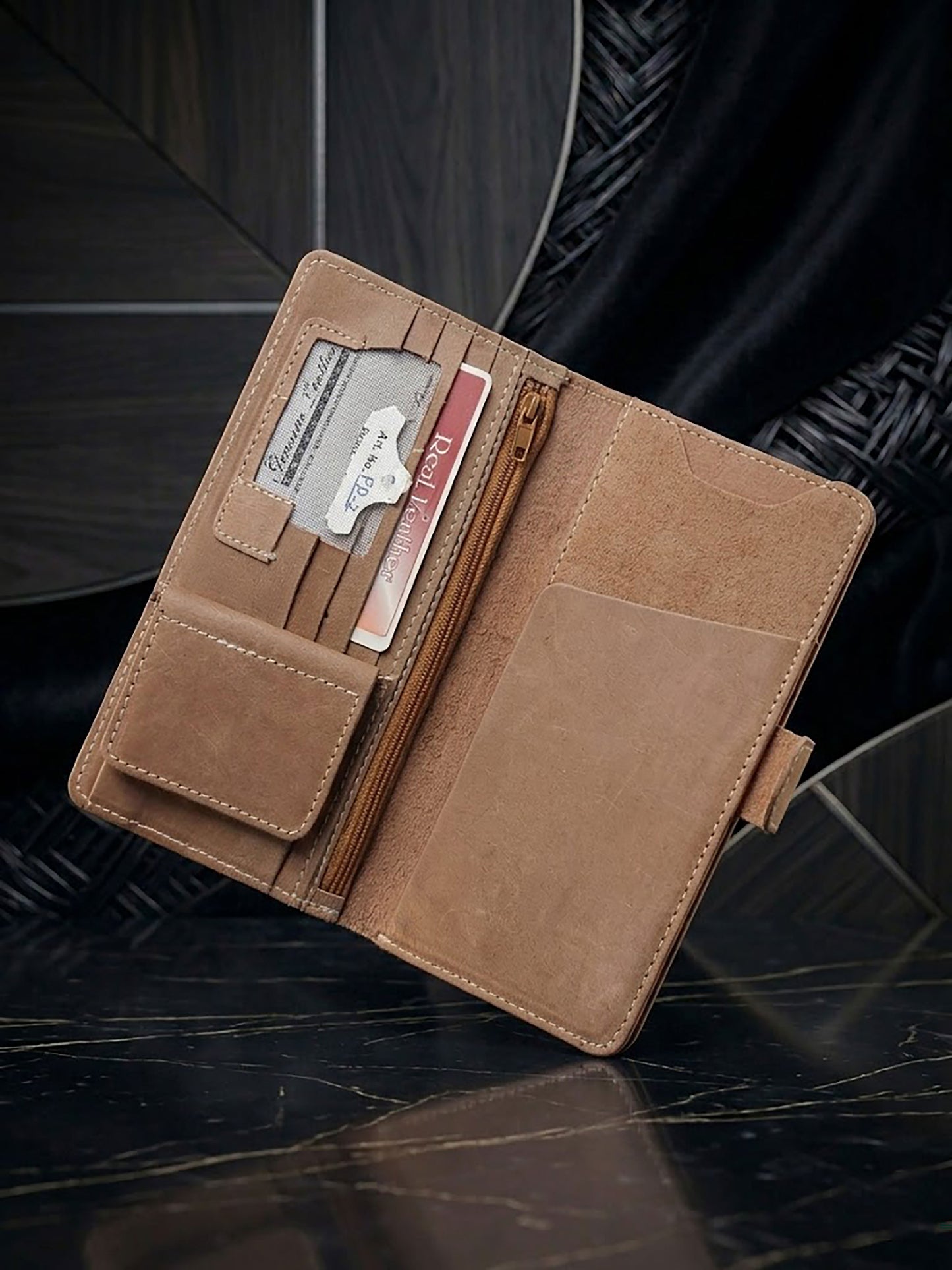Handcrafted Genuine Leather Long Wallet & Card Holder – Slim Travel Clutch & Phone Purse for Men