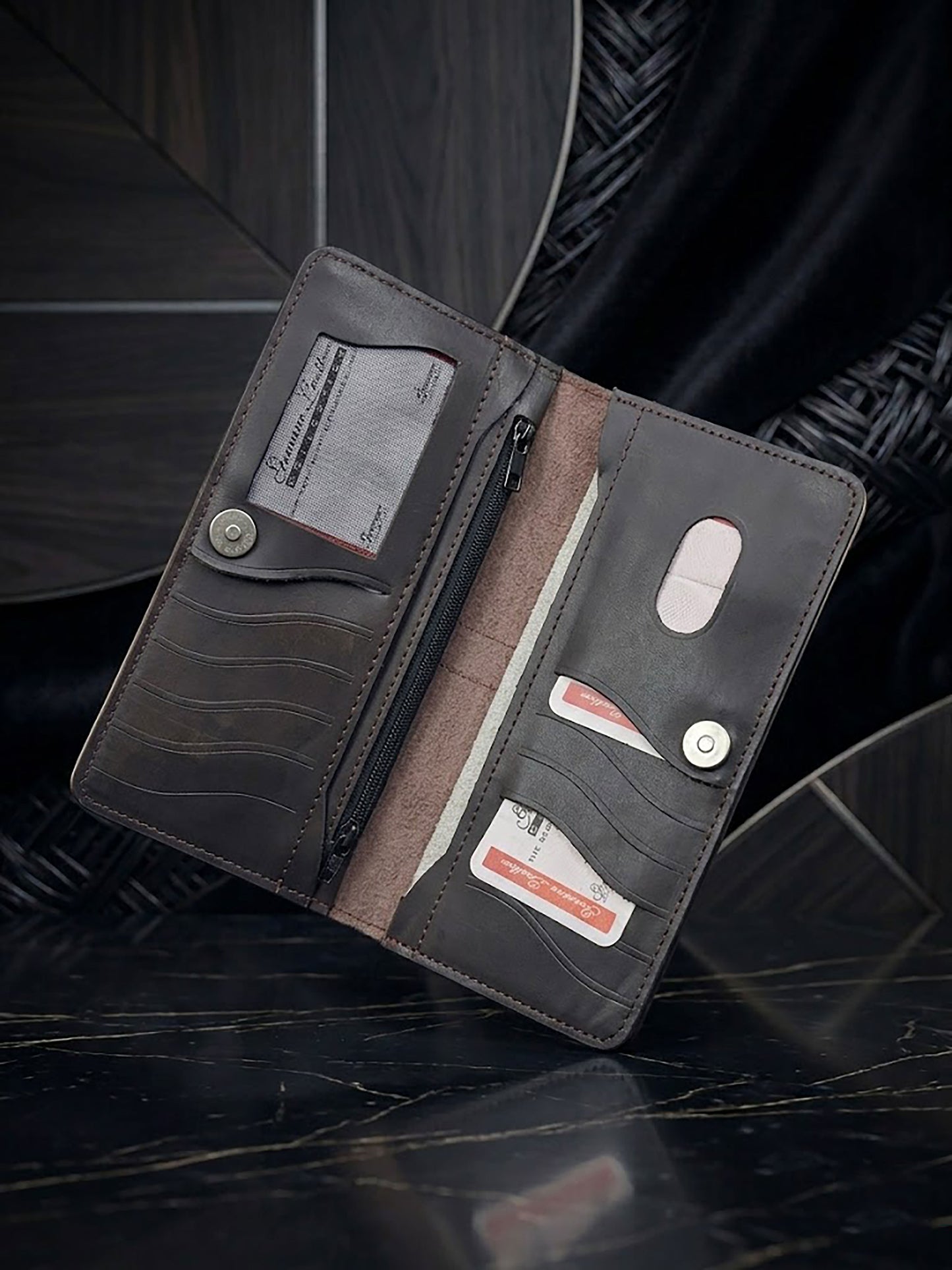 Handcrafted Genuine Leather Long Wallet & Card Holder – Slim Travel Clutch & Phone Purse for Men