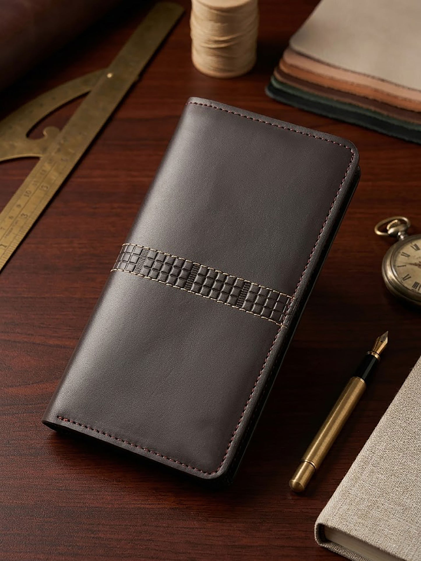 Handcrafted Genuine Leather Long Wallet & Card Holder – Slim Travel Clutch & Phone Purse for Men