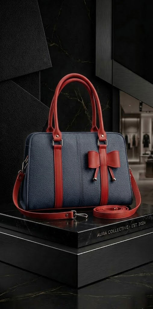 Elegant Structured Bow Accent Tote Handbag with Detachable Strap