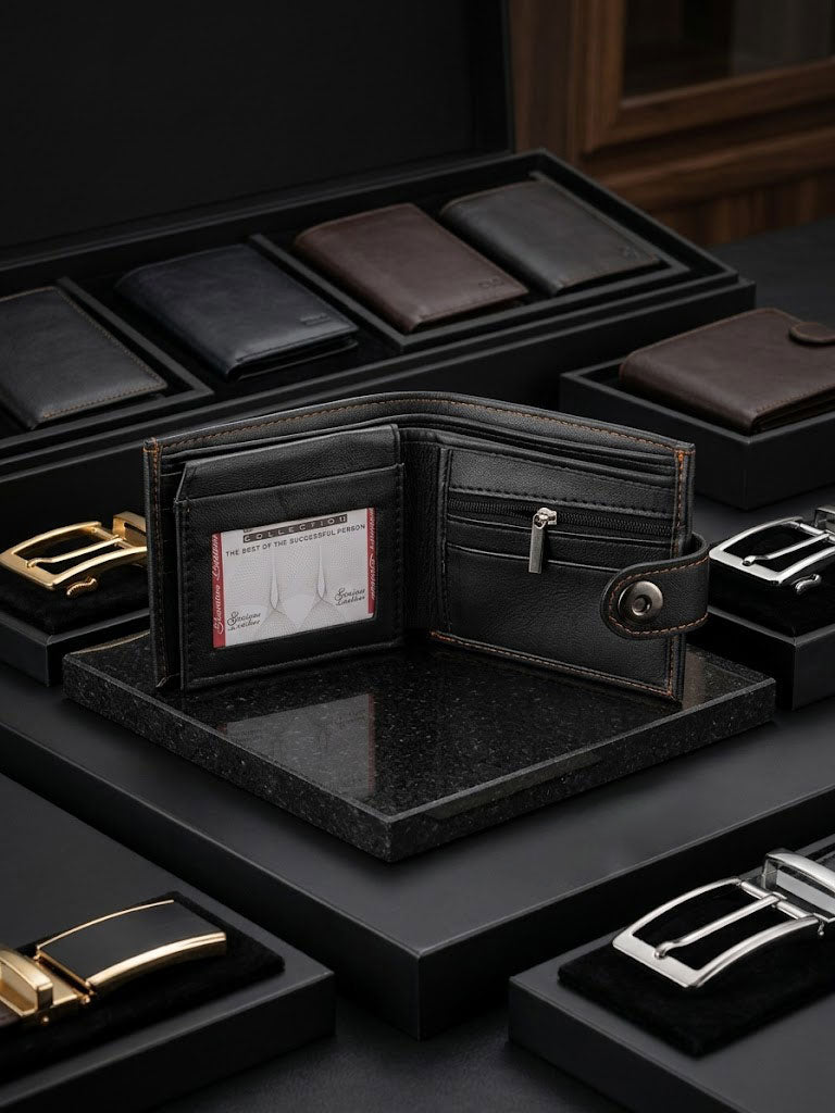 Men’s Leather Bifold Wallet – Magnetic Closure